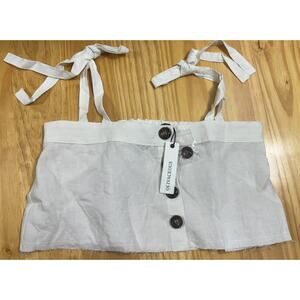 Olivaceous NWT White Button Front Raw Hem Sleeveless Crop Top Size Small‎